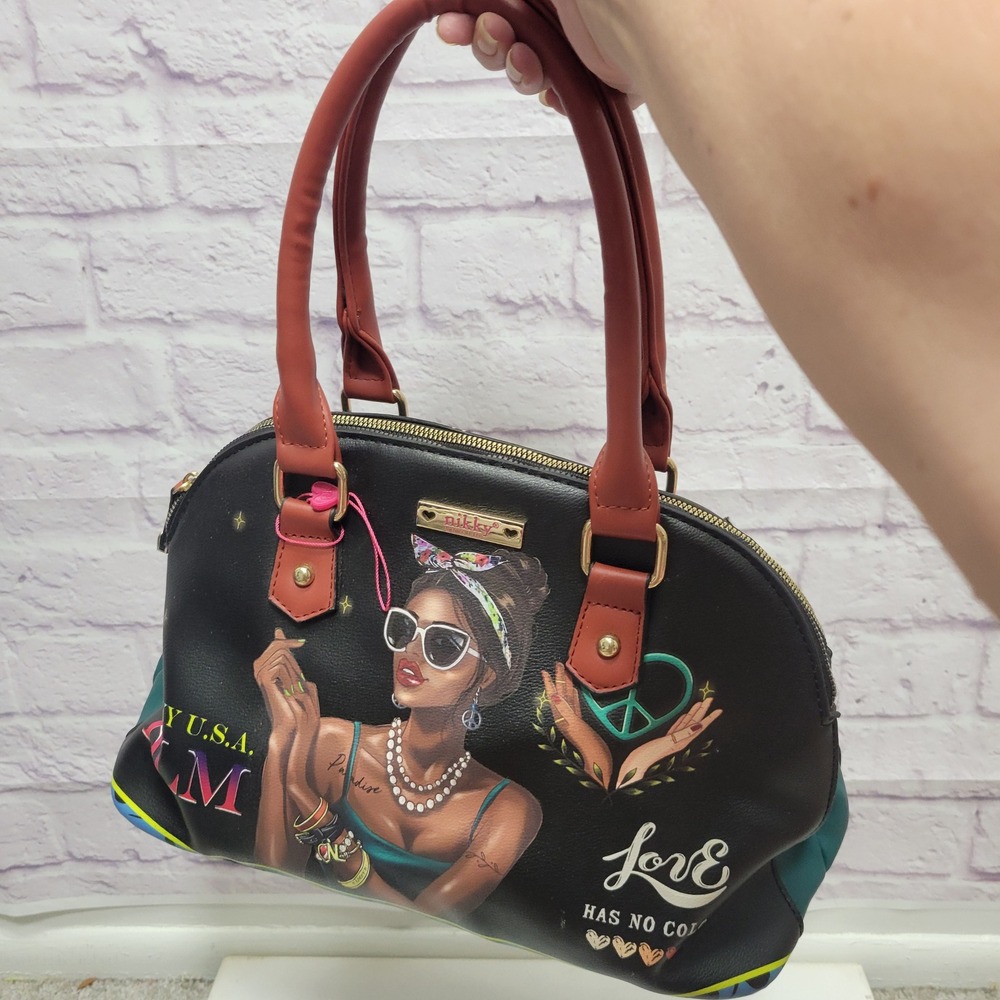 Nikky by Nicole Lee Full Size Purse Handbag Love‎ Has No Color Black Graphic